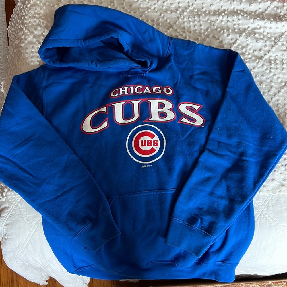 Chicago Cubs hooded sweatshirt.